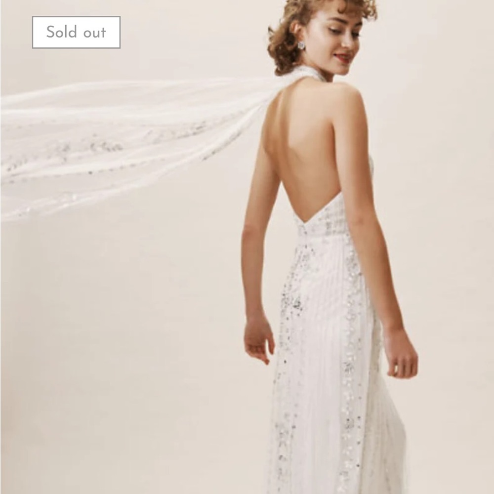 BHLDN Osborne Beautiful Sheath Halter Wedding Dress - Picture 2 of 13